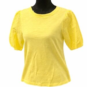 NWT Sanctuary Yellow Eyelet Puff Sleeve Top